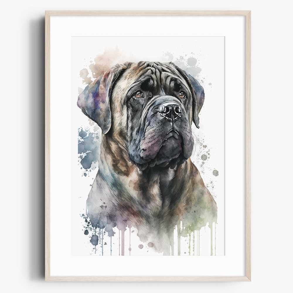 Watercolor Mastiff Brindle Wall Art Illustration Print Poster Card Unframed